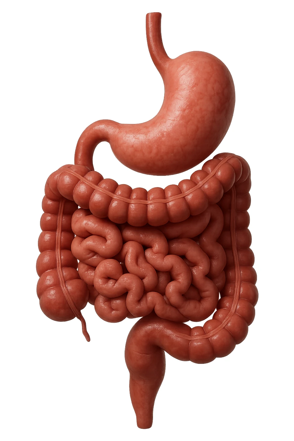 intestino e stomaco sono collegati, iperrealistico 4k, non disegnato sticker