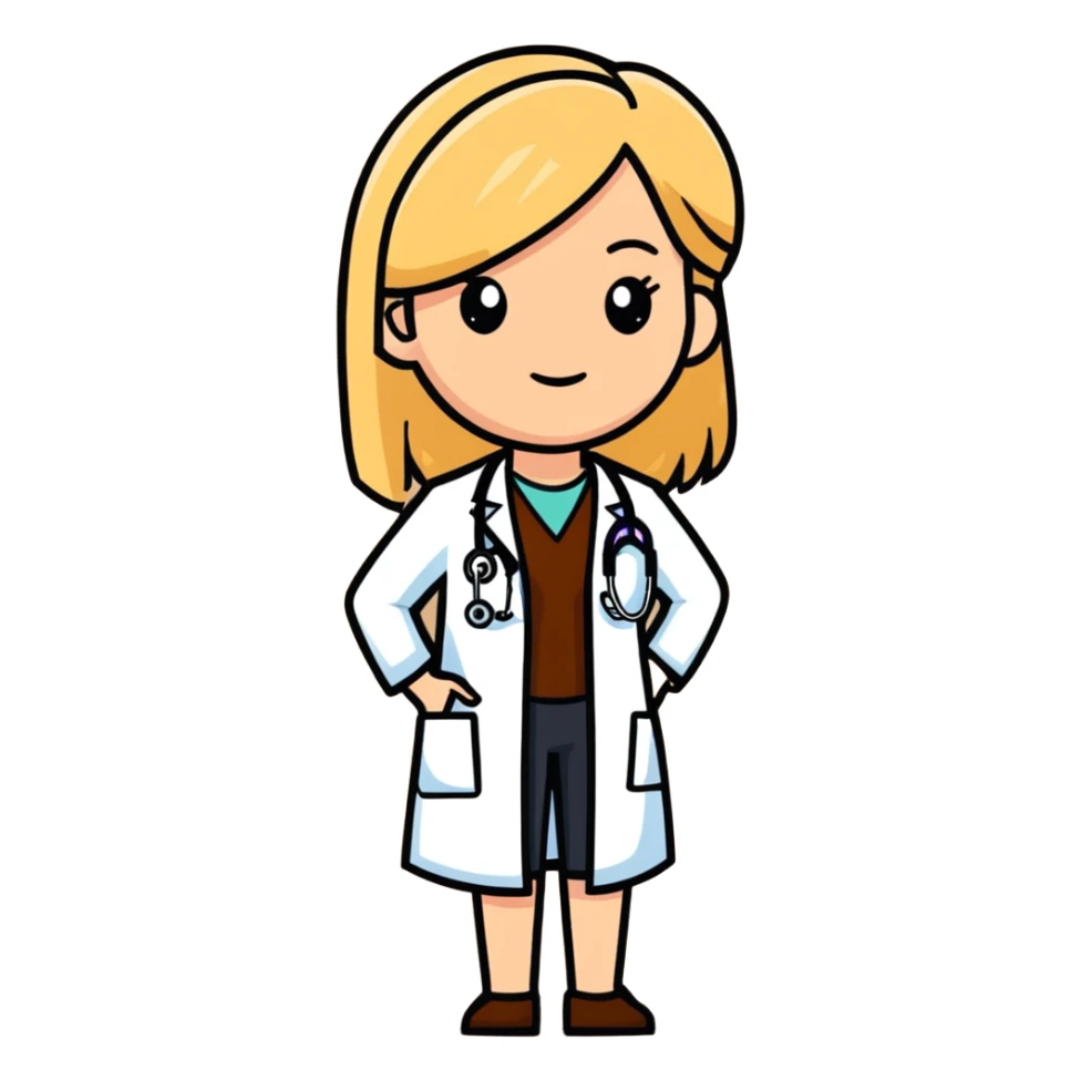 Brown doctor with blonde woman sticker