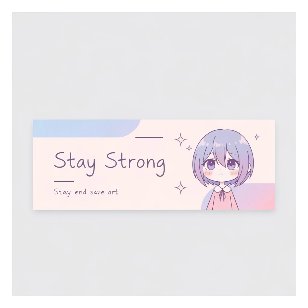 pastel emo banner, cute, expressive, minimal, with the text 'Stay Strong' sticker