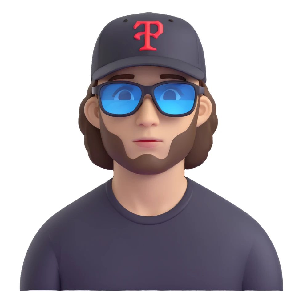 guy with brown hair, baseball cap, wearing polarized Pit Viper glasses sticker