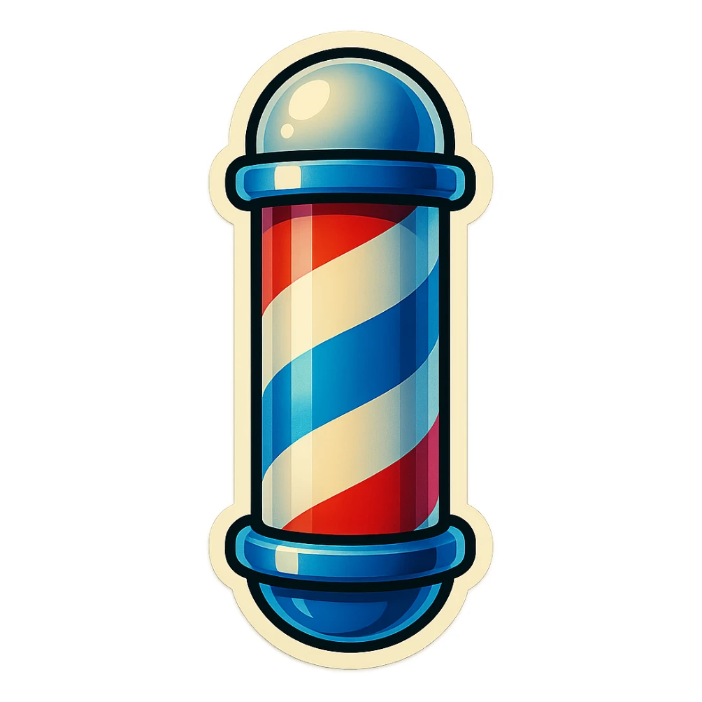 a barbershop pole in a retro sticker style sticker