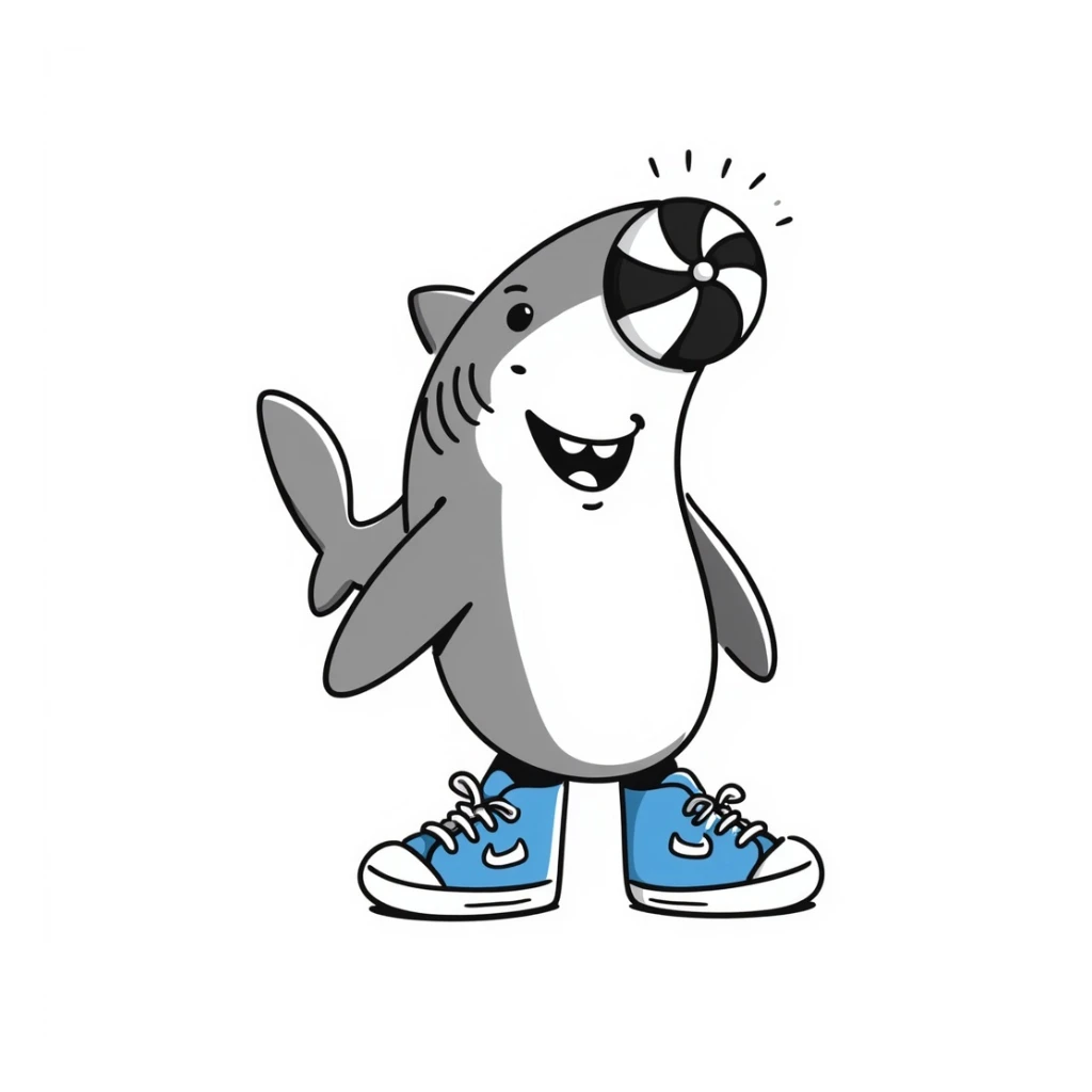 a shark wearing blue Nike shoes sticker