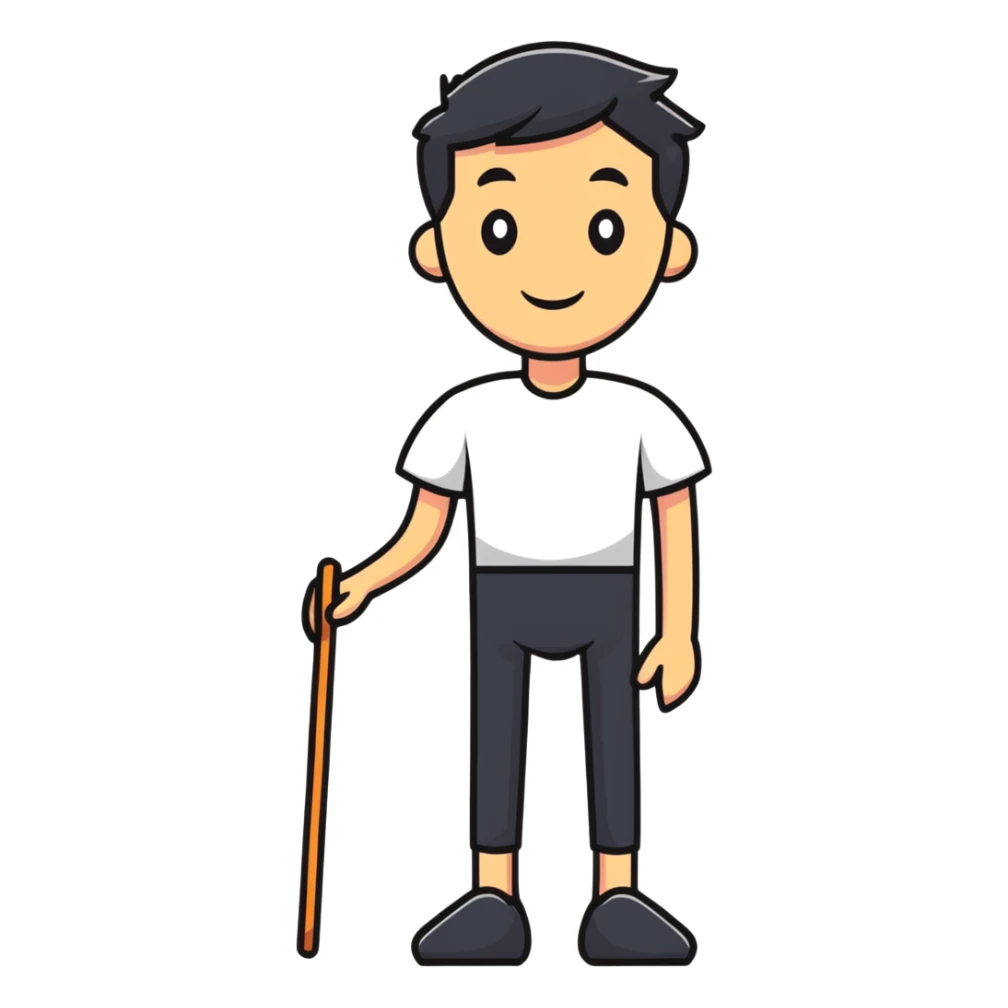 cartoon sticker of a man with a peg leg sticker