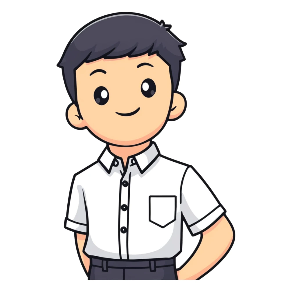 white shirt with three white buttons for a boy sticker