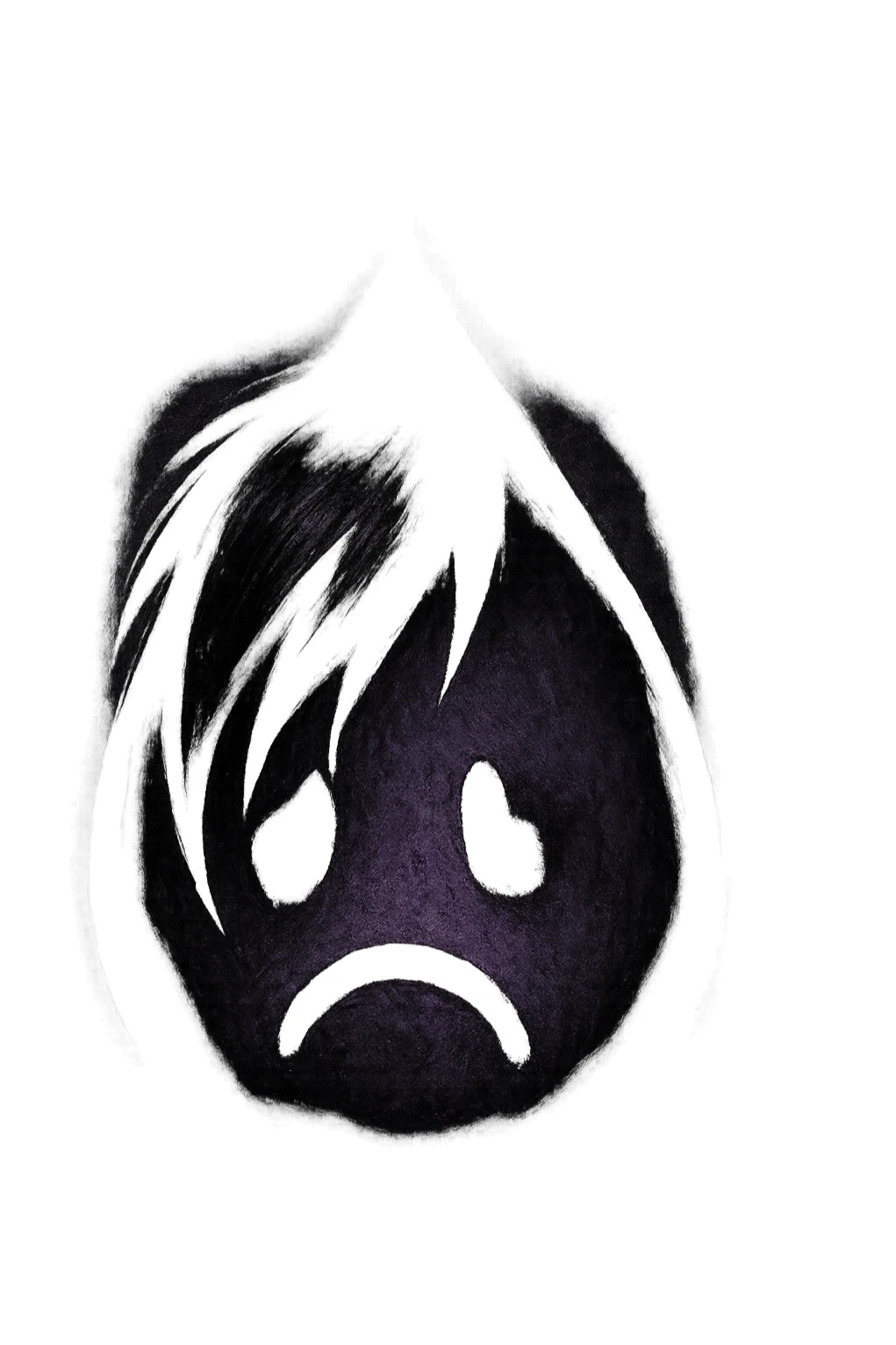 emo-style teardrop, black and purple, moody sticker