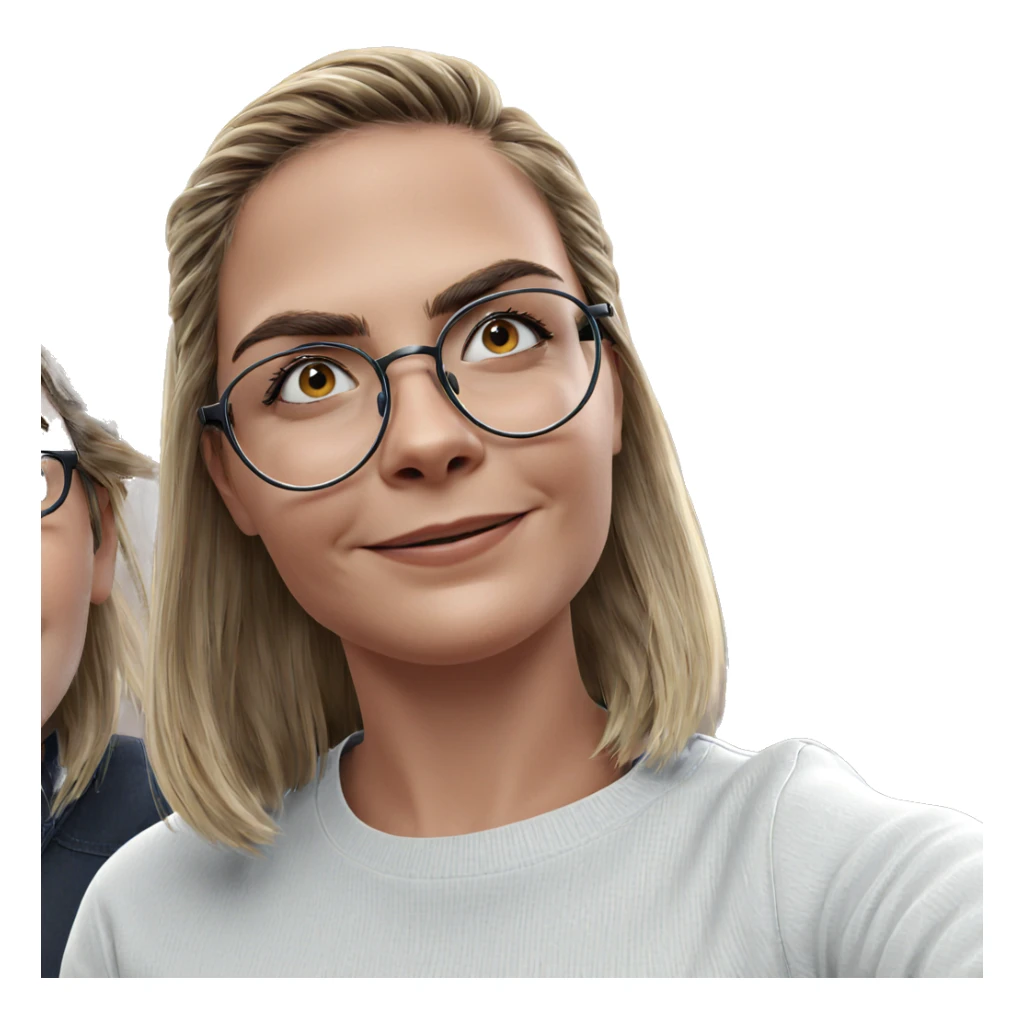 smiling girl with glasses sticker