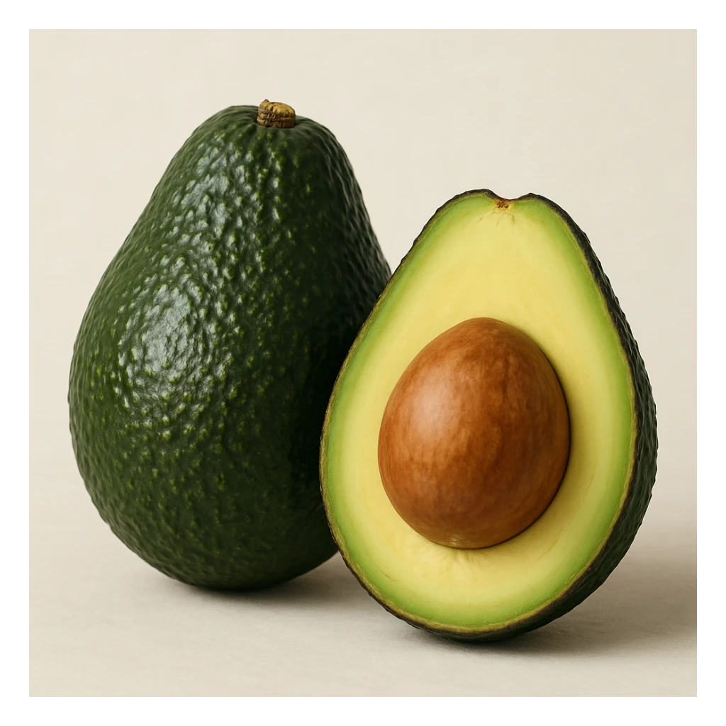 photo realistic whole avocado and half avocado on a light background sticker