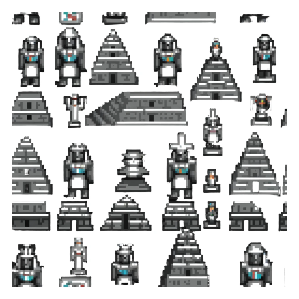 Toltec pyramid of Tula with statues sticker