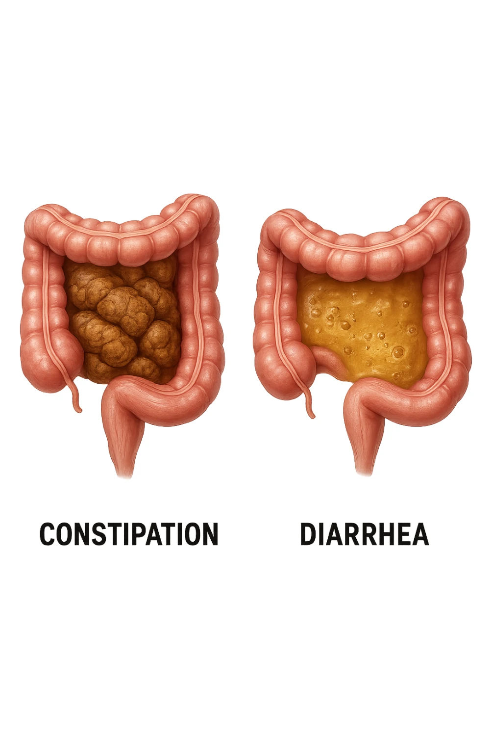 stipsi e diarrea viste dall'alto, iperrealistico 4k sticker