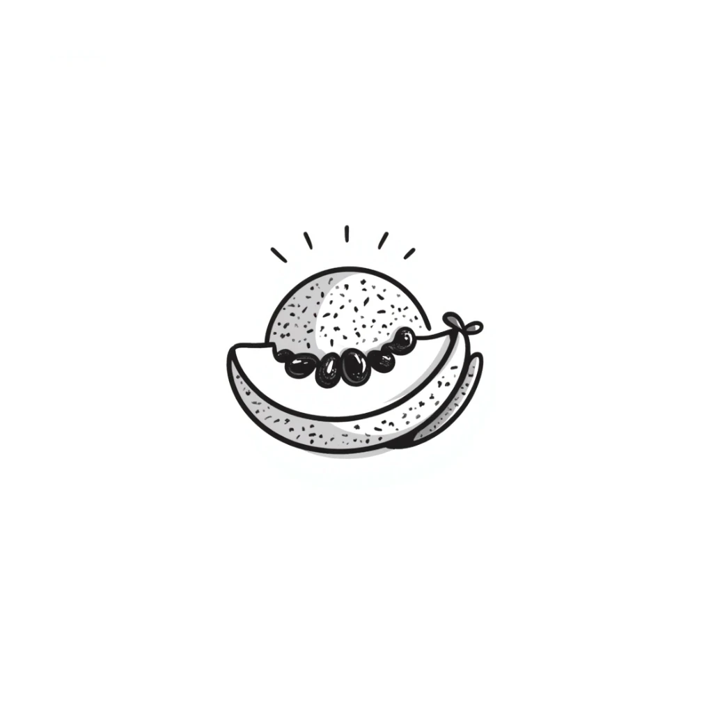 hand drawn doodle style cantaloupe fruit, sketchy lines, charming sticker