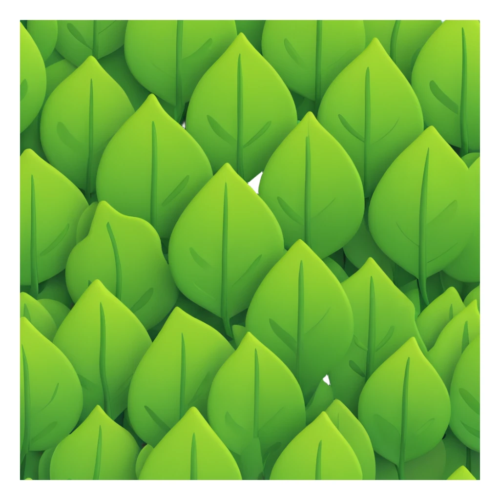 a bunch of green leaves, 3D emoji style sticker