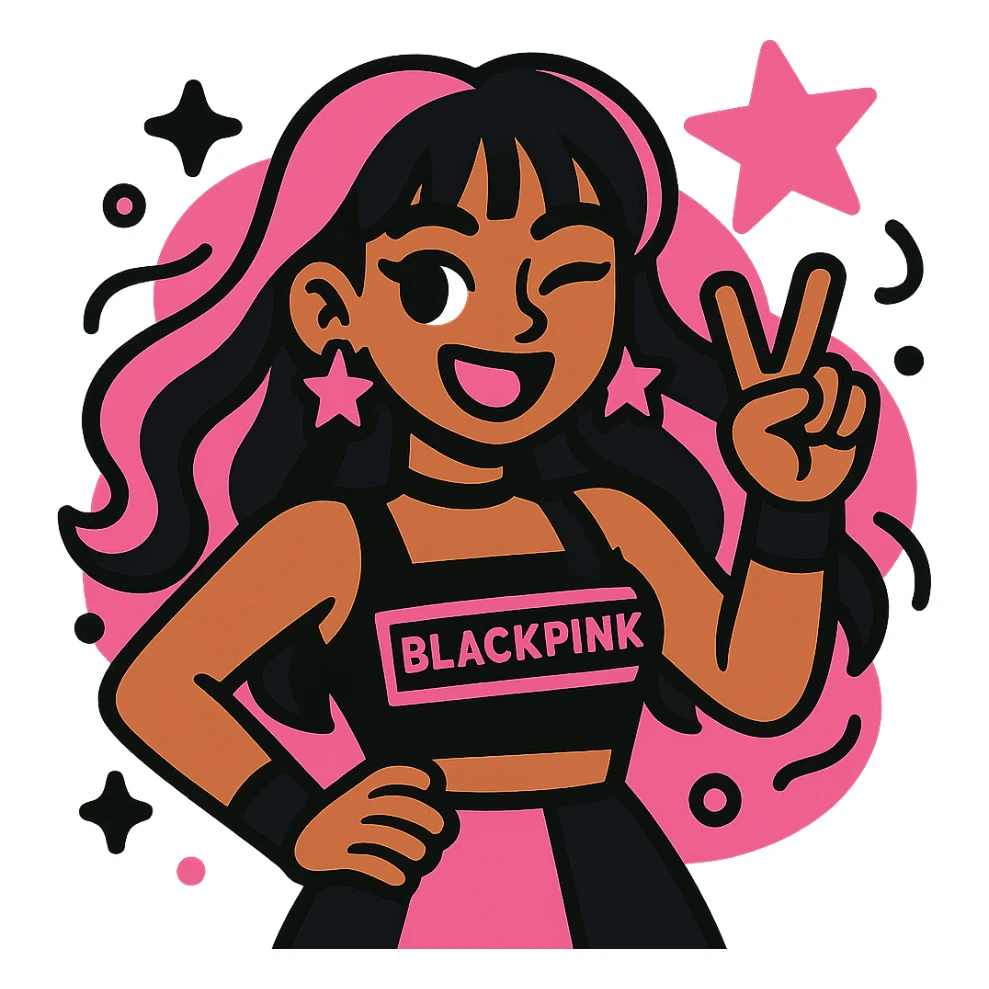 Blackpink inspired icon, pink and black, energetic and fun, Vibrant Toon style sticker
