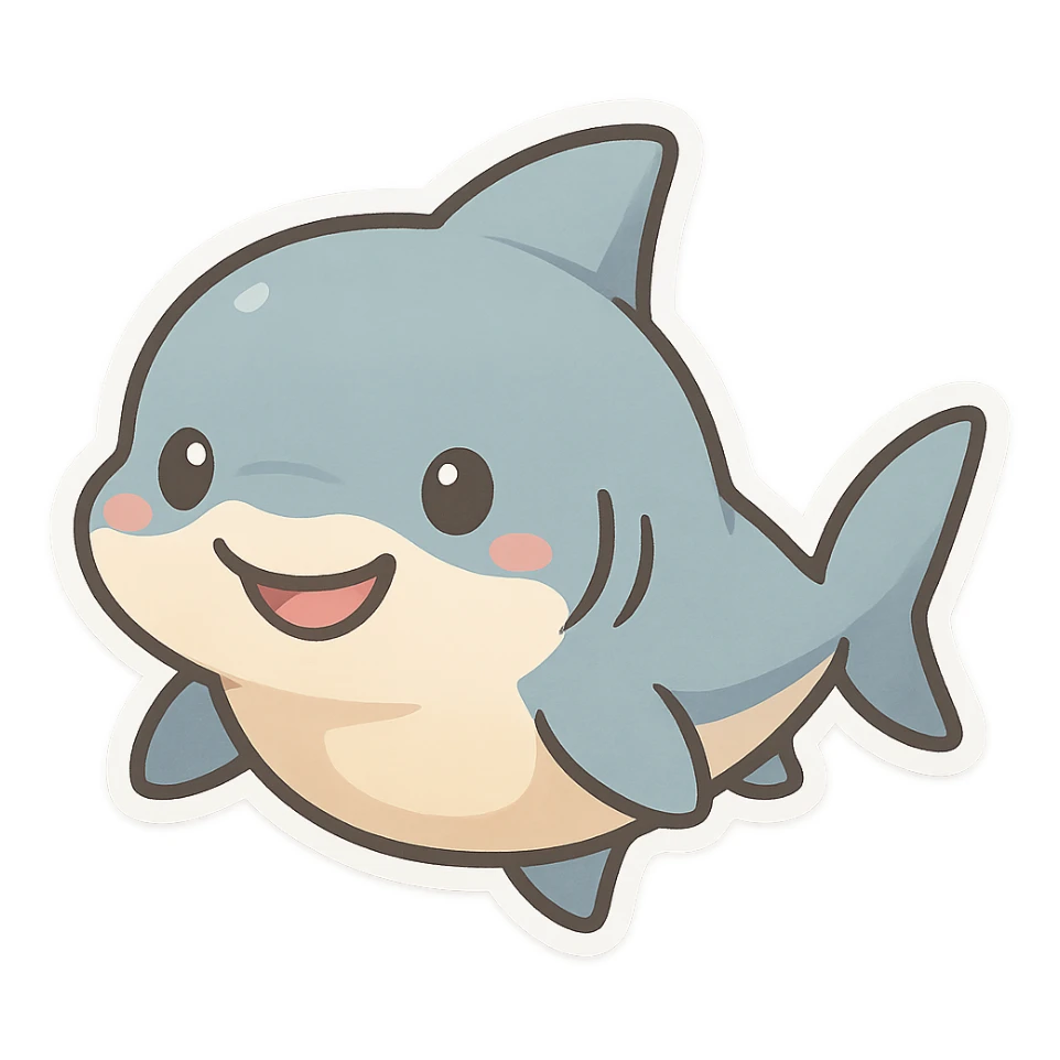 cute baby shark, simple, friendly, suitable for emoji or sticker sticker