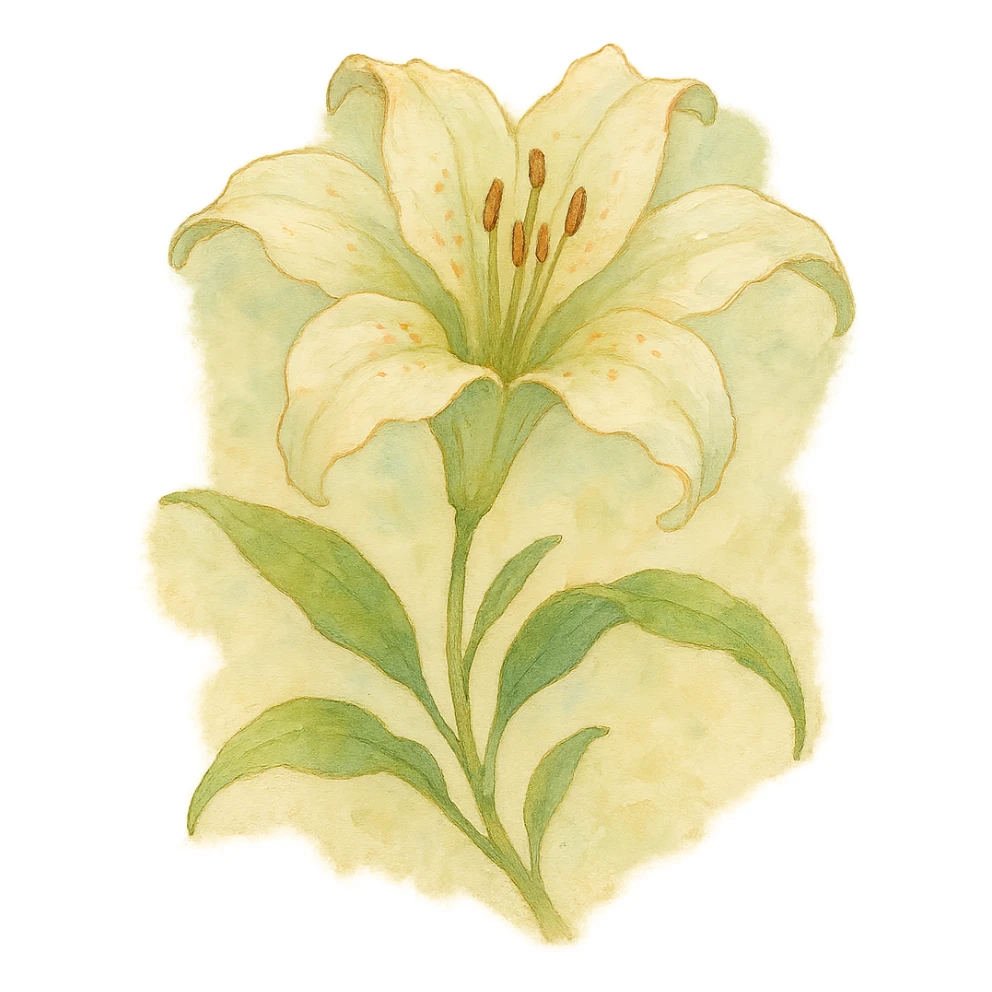 lily flower, natural colors, soft, fairy-like atmosphere, no background, square size sticker