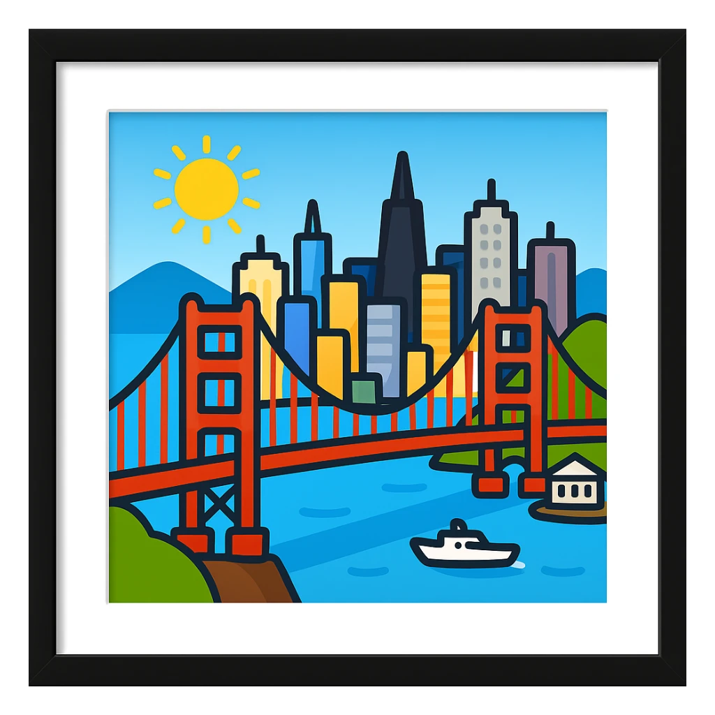 Add Golden Gate Bridge to San Francisco in emoji style sticker