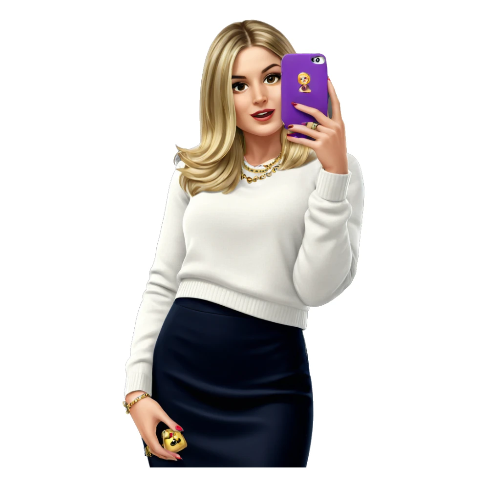 blonde girl with jewelry bag sticker