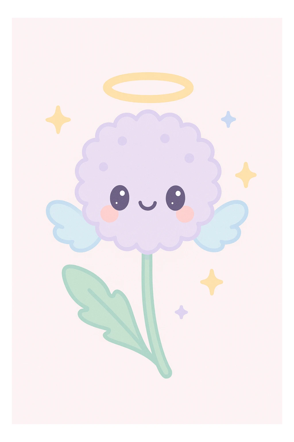a dandelion with a halo and wings sticker