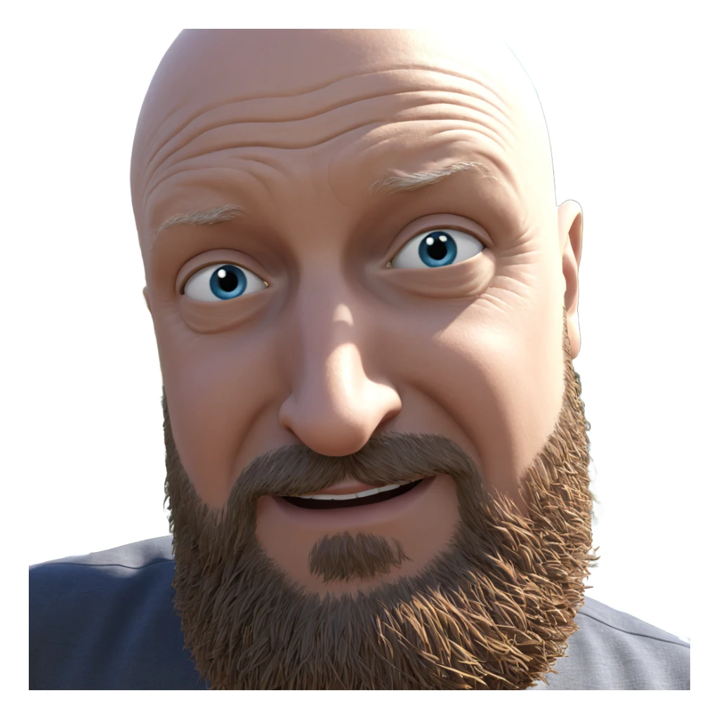 bald man under blue sky sticker