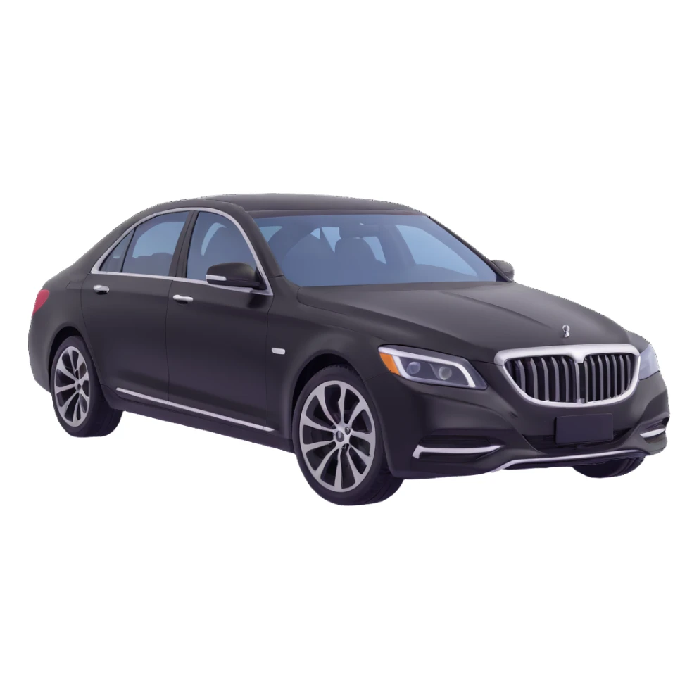 black luxury sedan with a clear plastic protective film hovering over the hood, showing the film is about to be installed, elegant and sophisticated sticker