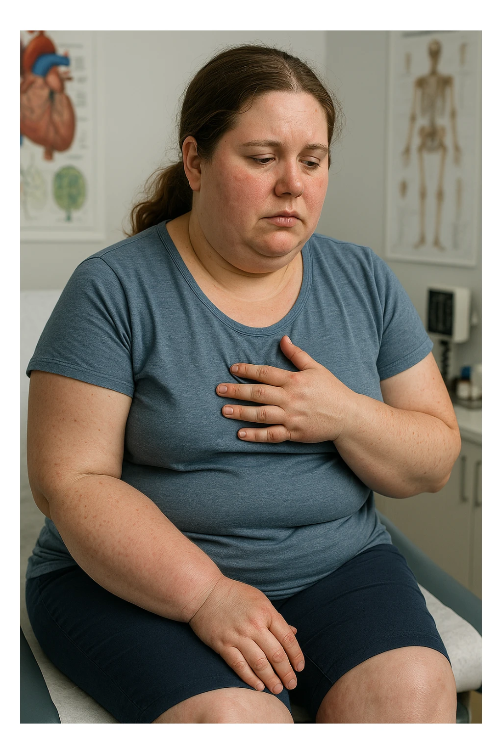 Donna con problemi cardiovascolari e linfatici a causa della sua PCOS, immagine realistica sticker