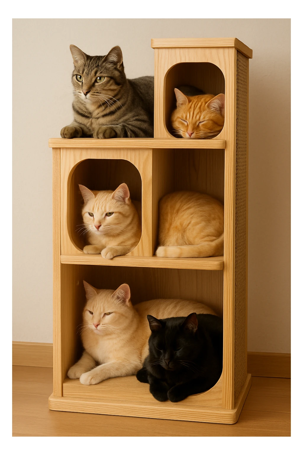 cats relaxing in a vertical playhouse sticker