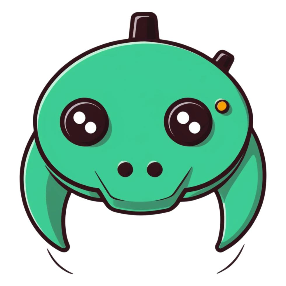 A cute sticker-style joystick with a smiling face sticker