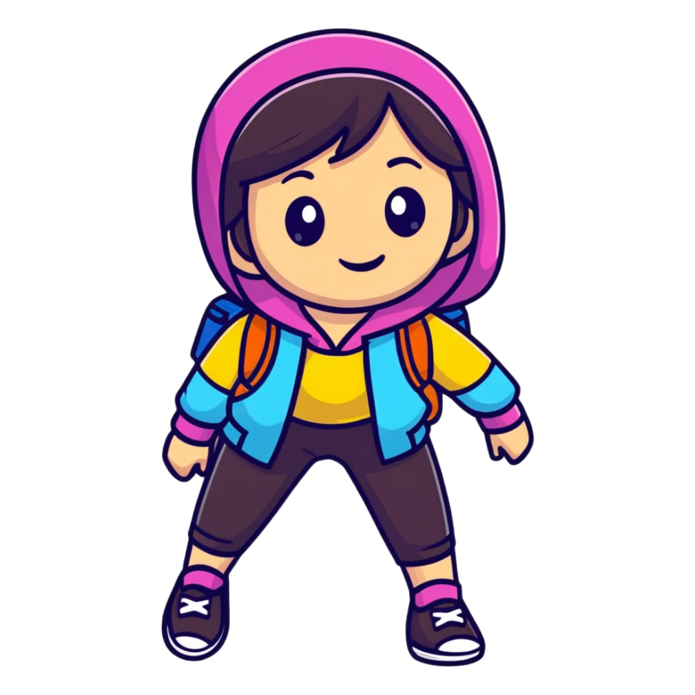 A friendly female character named Elma with colorful outfit sticker
