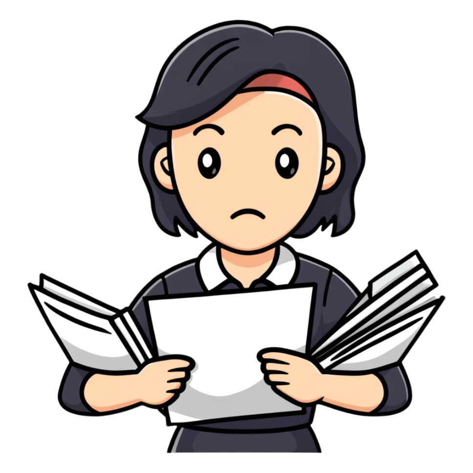 stressed teacher woman with papers sticker