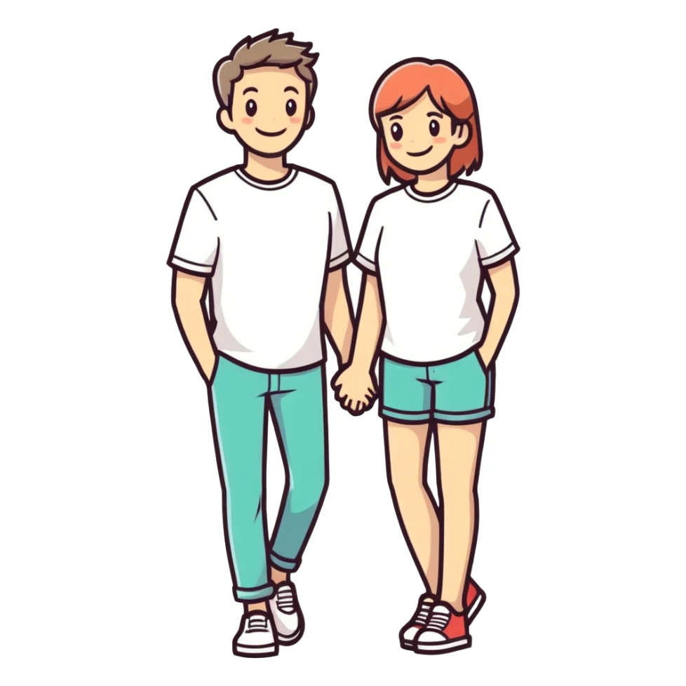smiling couple in casual attire sticker