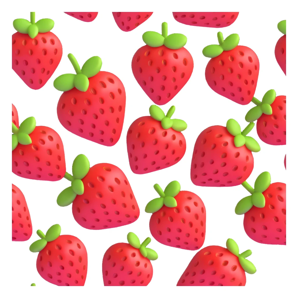 3D emoji style strawberry cluster, three-dimensional and vivid, no expression sticker