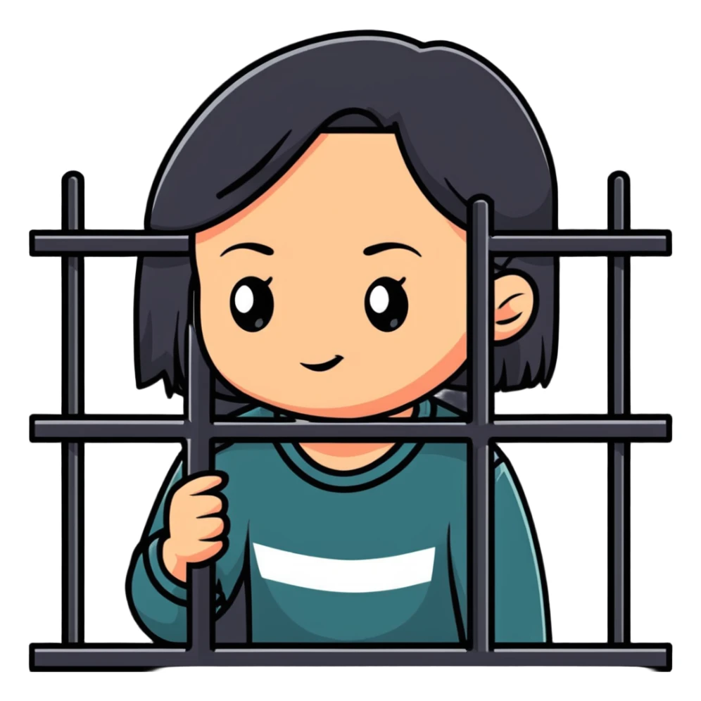 sad girl behind prison bars sticker