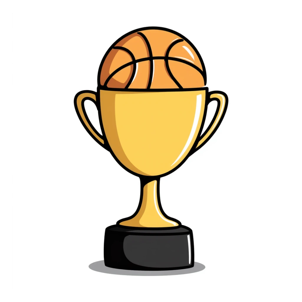 Hand-drawn golden basketball trophy sticker