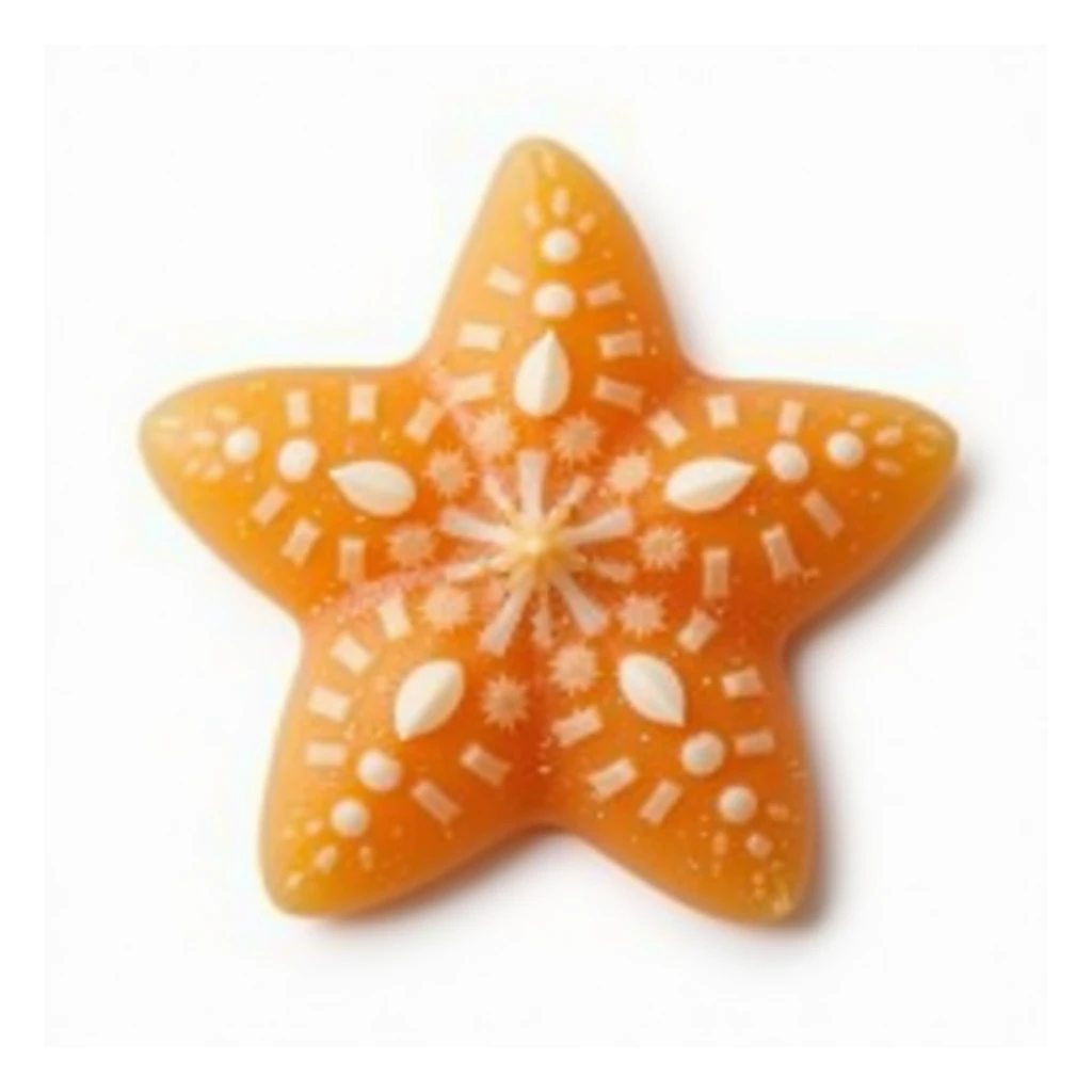 realistic starfish-shaped candy, isolated on transparent background, no visible background sticker