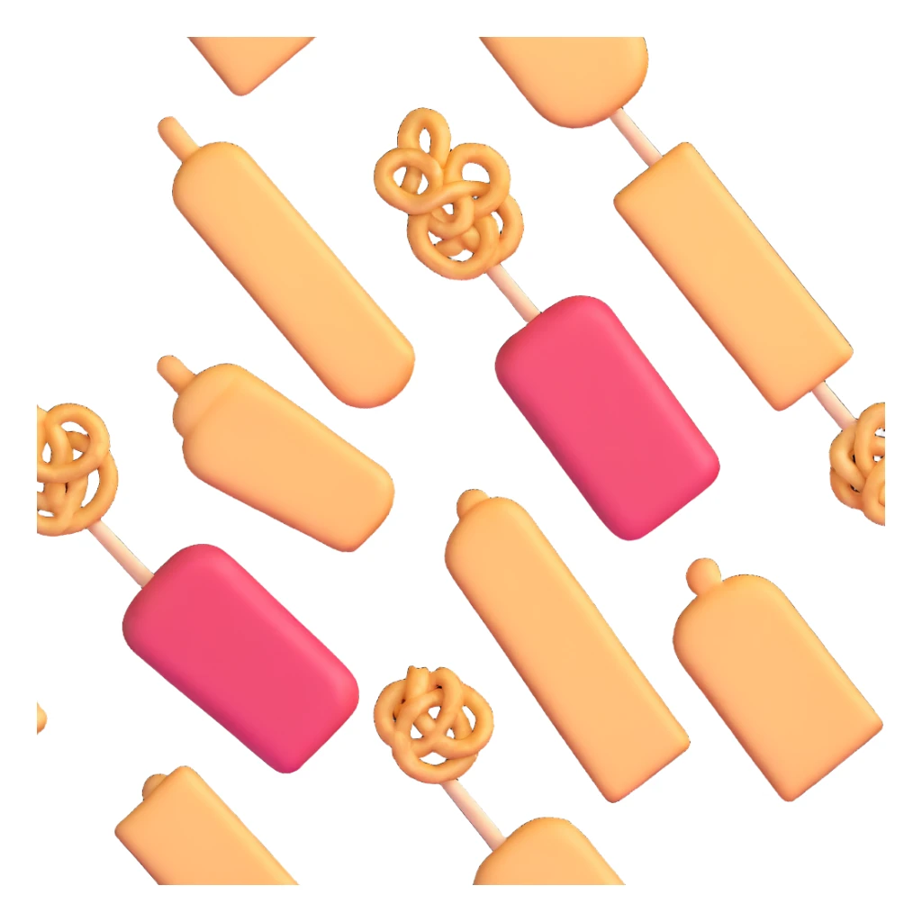 row of 3d food snacks sticker