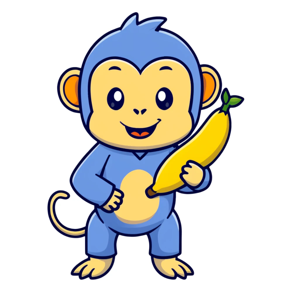 Monkey in dinosaur pajamas and eating a banana  sticker