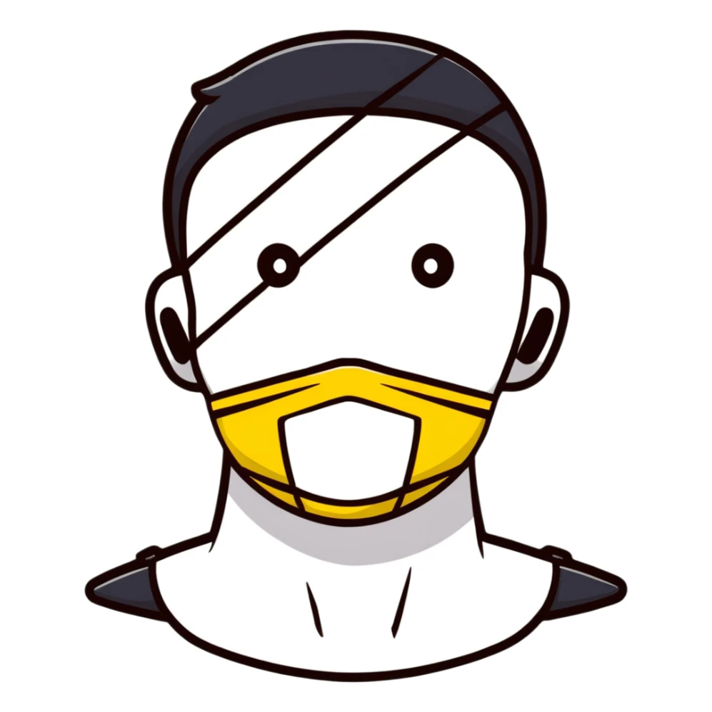 cartoon face with tape over the mouth sticker