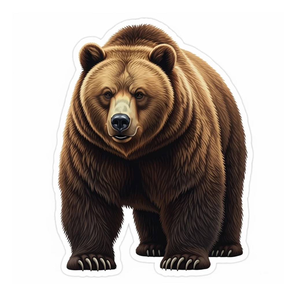 Brown bear realistic sticker white background sticker
