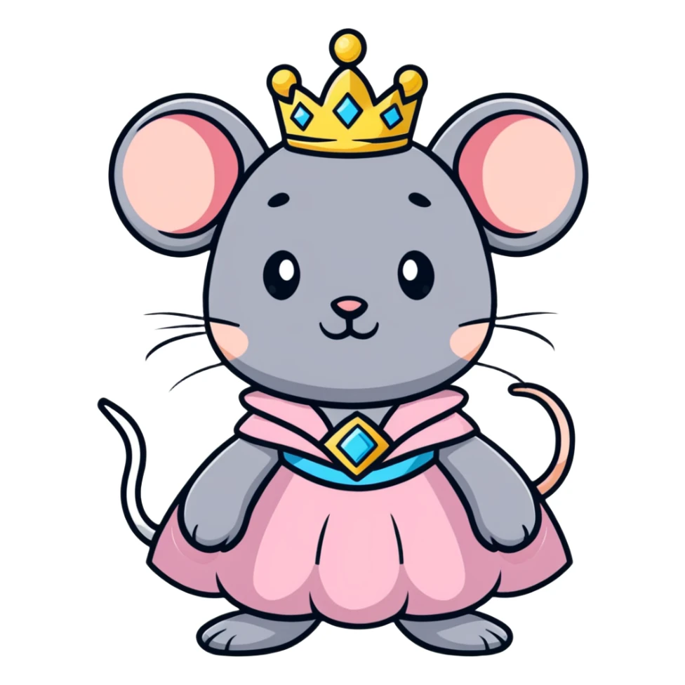 mouse wearing princess costume sticker