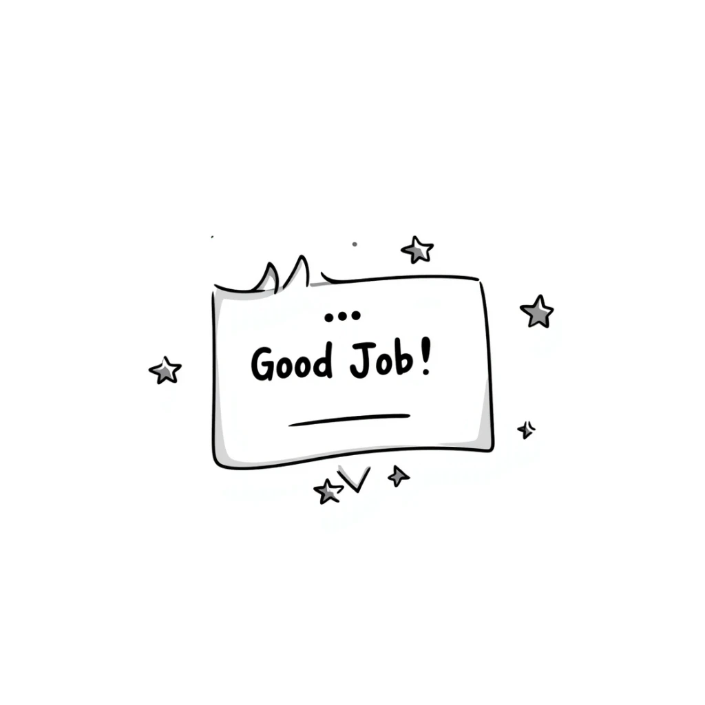 Hand drawn certificate with "Good Job!" text and stars sticker