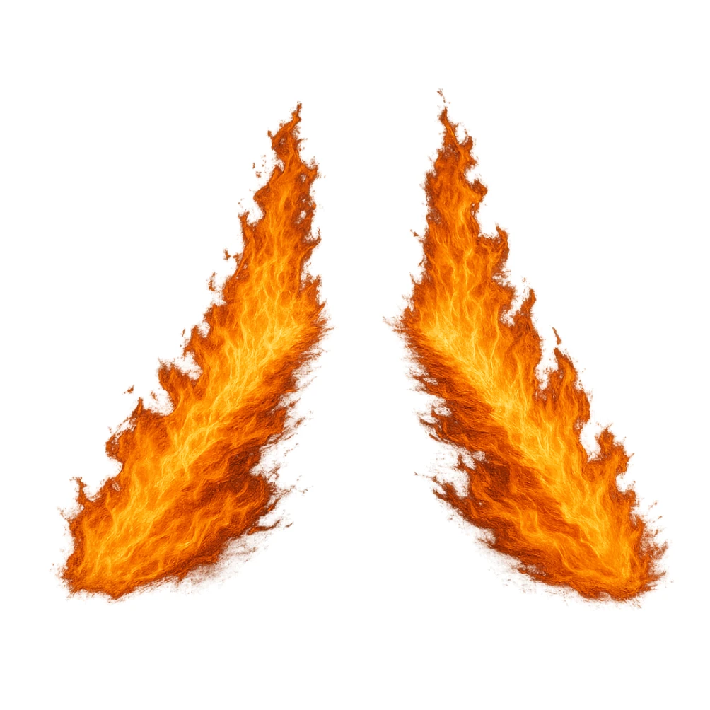 burning twin tire tracks, intense flames, inspired by Back to the Future time travel scene, no car, just the flame trails, isolated, no background sticker