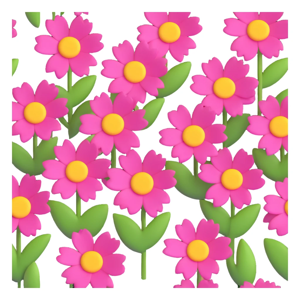 pink flowers with yellow centers, cute and playful design, different perspective sticker