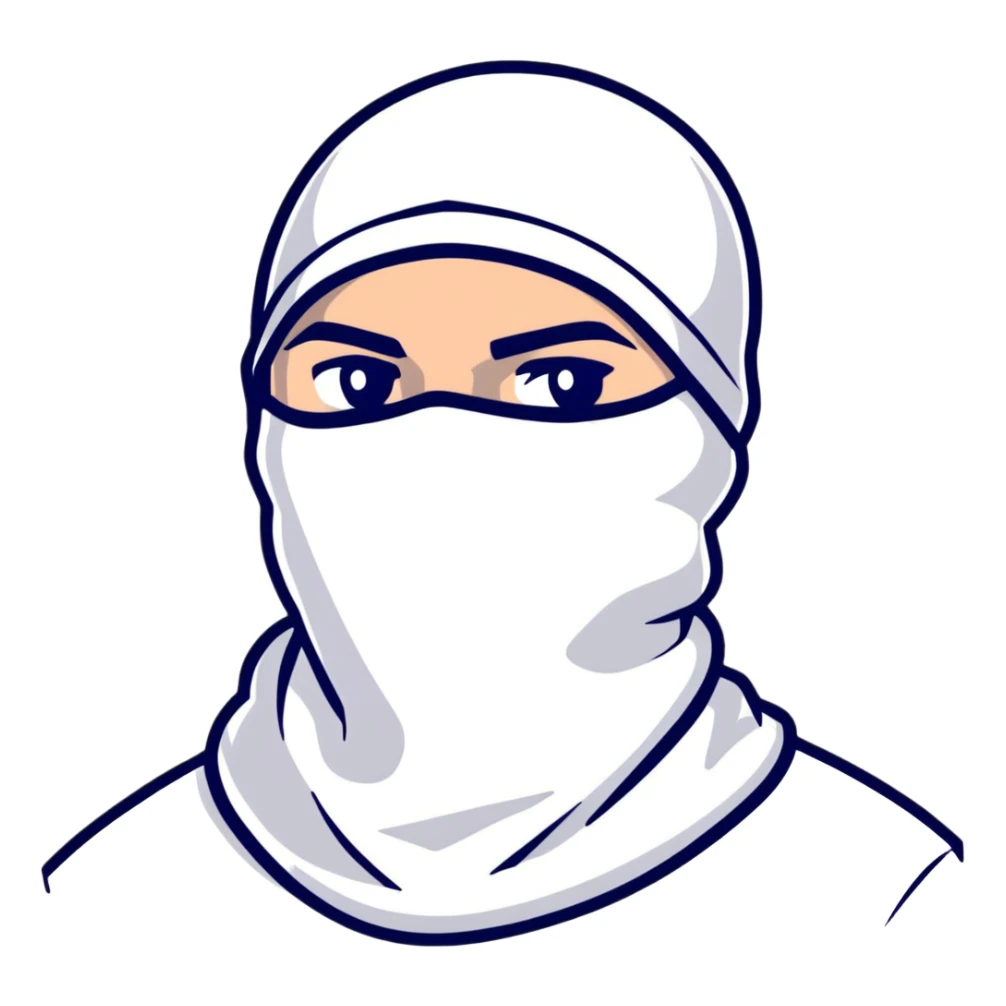 A cool hustler wearing a white balaclava and looking confident sticker