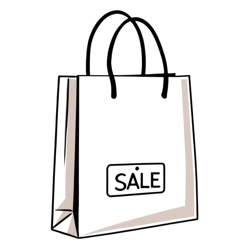 shopping bags with sale tag sticker