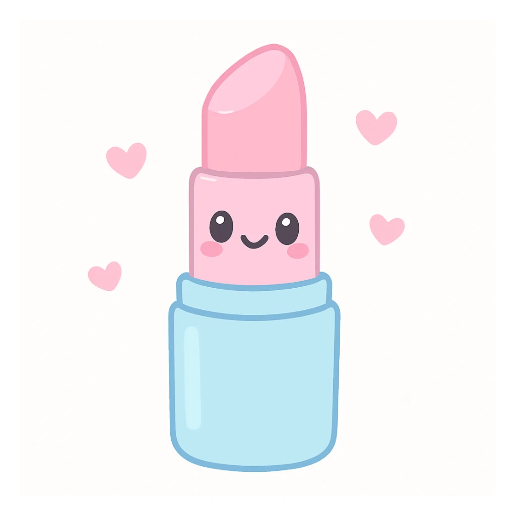 lipstick with a shiny case, girly aesthetic, cute kawaii style sticker