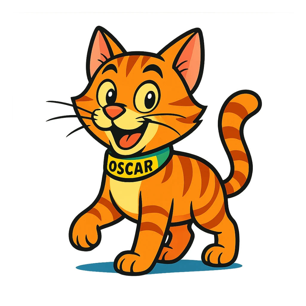 vibrant toon style Oscar the cat sticker
