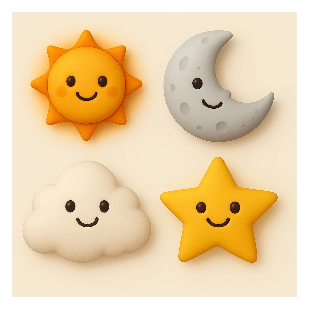make four emojis in same style sticker