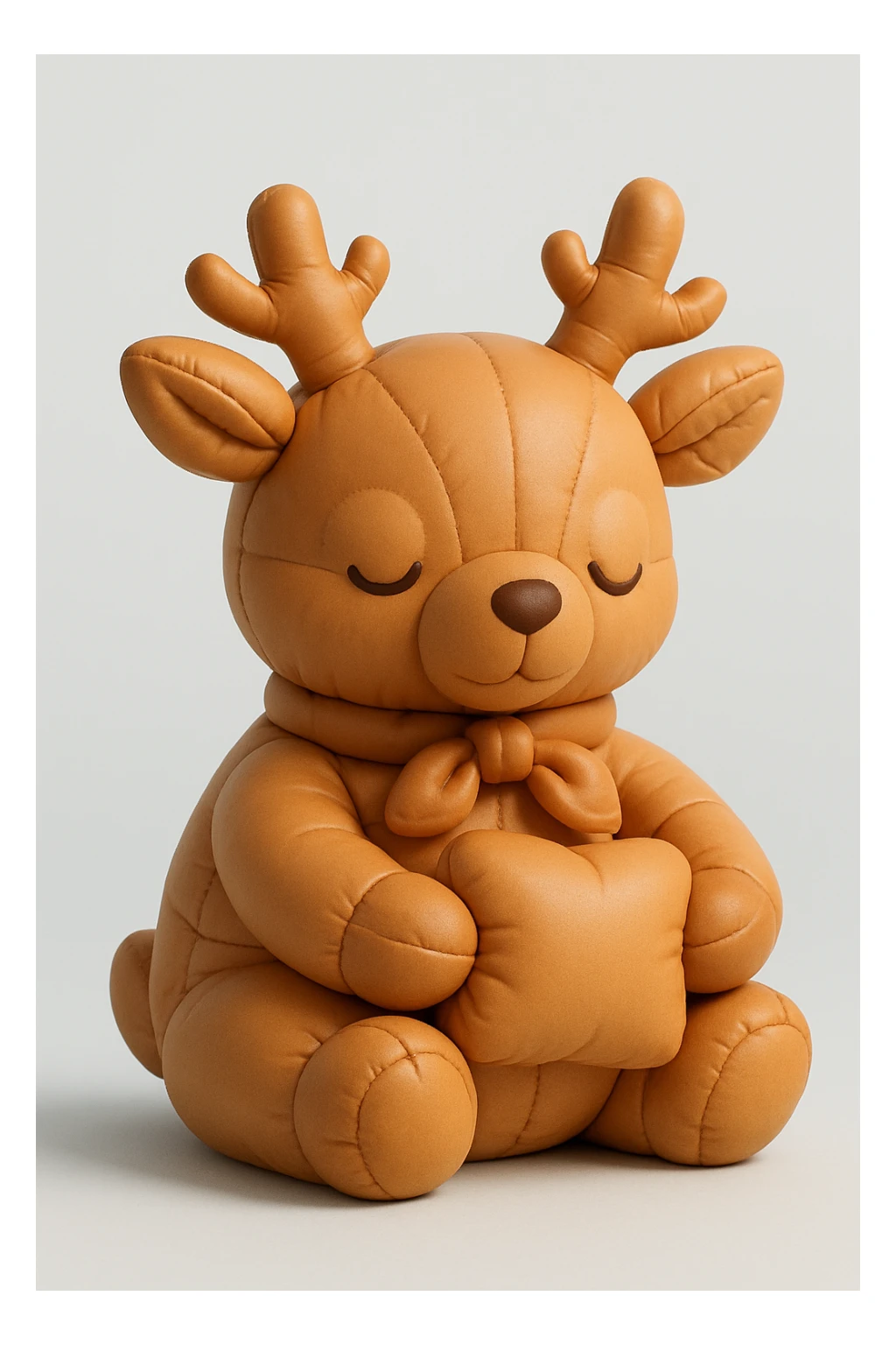 a deer with a ribbon scarf, sitting and holding an object, cushion style sticker