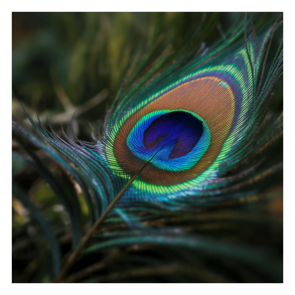 vibrant, realistic peacock feather, highly detailed, professional photography style sticker