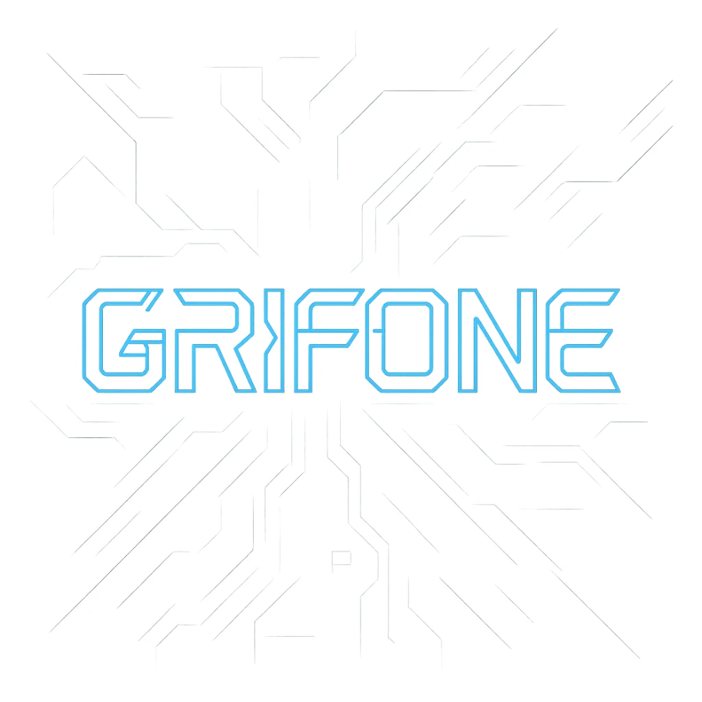 the word 'Grifone' in a futuristic tech-inspired style sticker