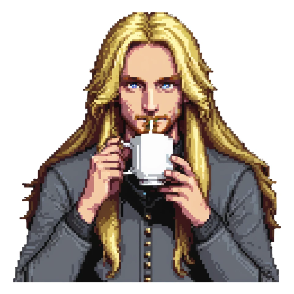 long blonde male sipping tea emote sticker